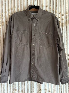 Vintage Men’s Carhartt Brown Button-Down Work Utility Shirt Long Sleeve Med